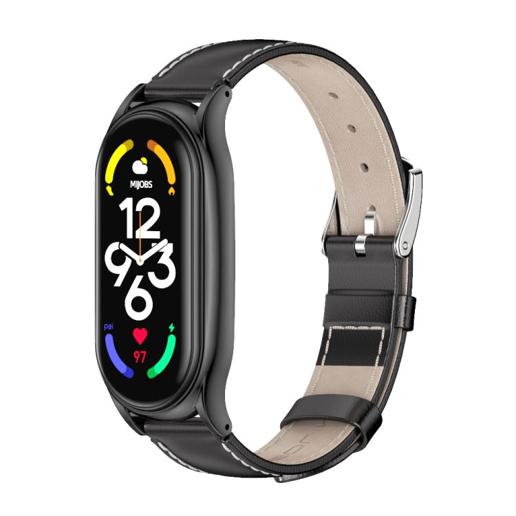 MIJOBS Plus Genuine Leather Watch Band, For Xiaomi Mi Band 7 / 7 NFC