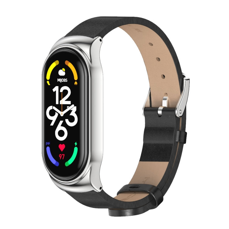 MIJOBS CS Metal Case + Microfiber Leather Watch Band, For Xiaomi Mi Band 7 / 7 NFC