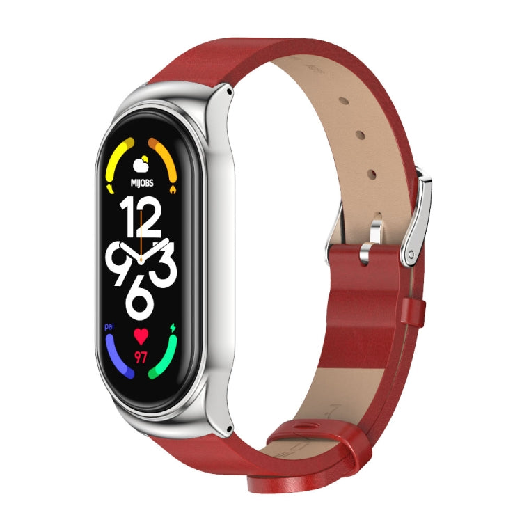 MIJOBS CS Metal Case + Microfiber Leather Watch Band, For Xiaomi Mi Band 7 / 7 NFC