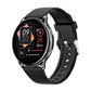 Black smartwatch with black dial, colorful health icons on the color TFT screen