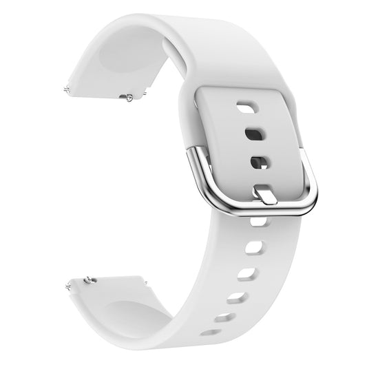 Light grey silicone watch band with silver-tone metal buckle and strap holes