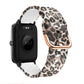 Leopard print silicone watch band with rose-gold buckle and clasp, black watch module.