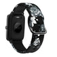 Black floral silicone watch band with rose-gold buckle and clasp, black watch module.