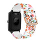 Silicone watch band with light background floral print, rose-gold buckle clasp