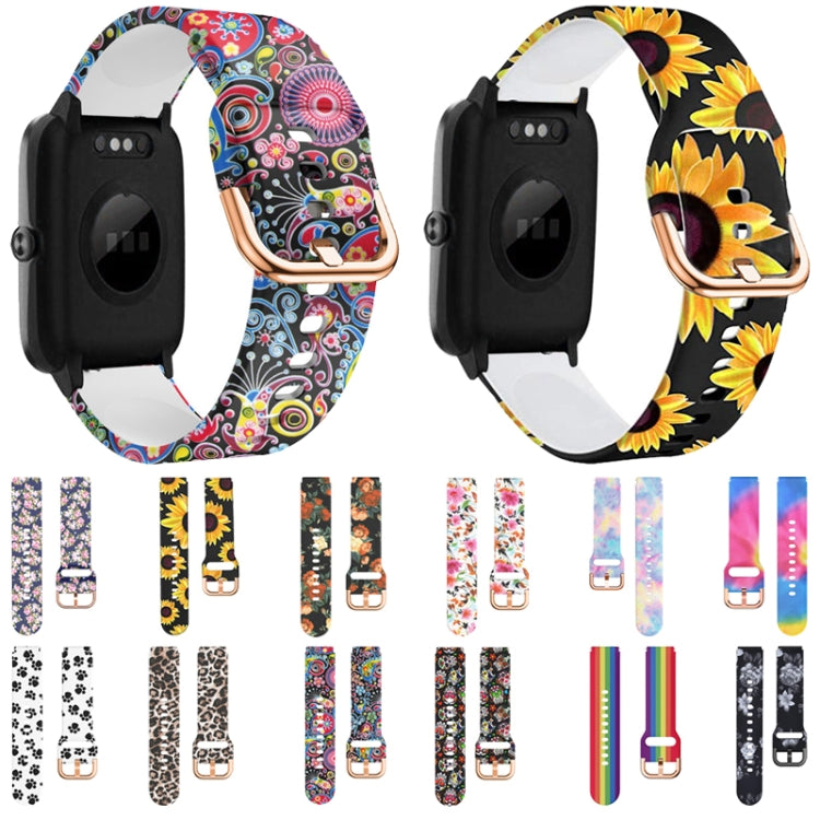 Silicone watch band set showing multiple patterns, with rose-gold clasp details