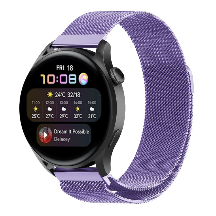 Purple Milanese steel watch band for Huawei Watch GT 3 Pro, mesh strap with clasp