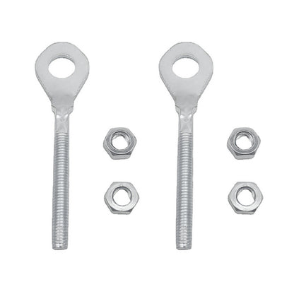 ATV chain tensioner guide bolts with eyelets and four hex nuts, steel