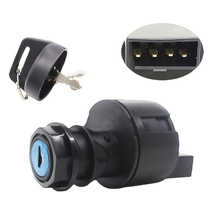ATV ignition key switch with two metal keys and blue key slot insert