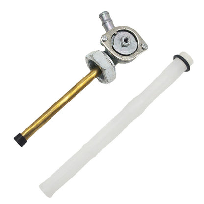 Motorcycle fuel tap valve petcock with long white hose and gold tube