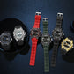 Dual-time sports watch with luminous display, silicone straps (assorted colors)