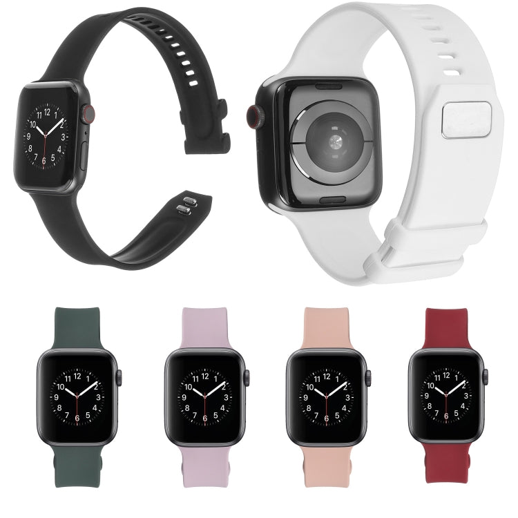 Square Buckle Silicone Watch Band For Apple Watch Series, 7 41mm / 6&SE&5&4 40mm / 3&2&1 38mm, 7 45mm / 6&SE&5&4 44mm / 3&2&1 42mm