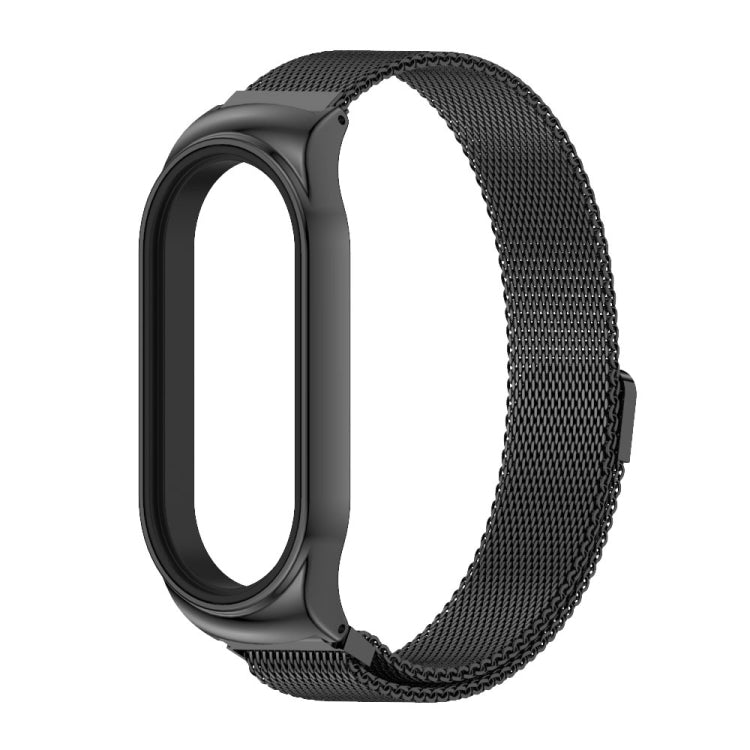 Black magnetic stainless steel Milanese watch band with mesh-link weave