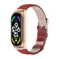Genuine leather watch band with metal case, red strap and rose-gold frame.