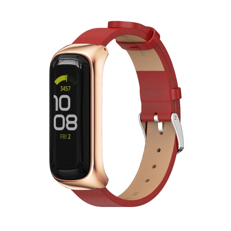 MIJOBS Metal Case Microfiber Leather Watch Band, For Samsung Galaxy Fit 2