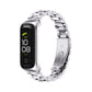 Three-bead metal watch band in silver with a linked bracelet and black watch case