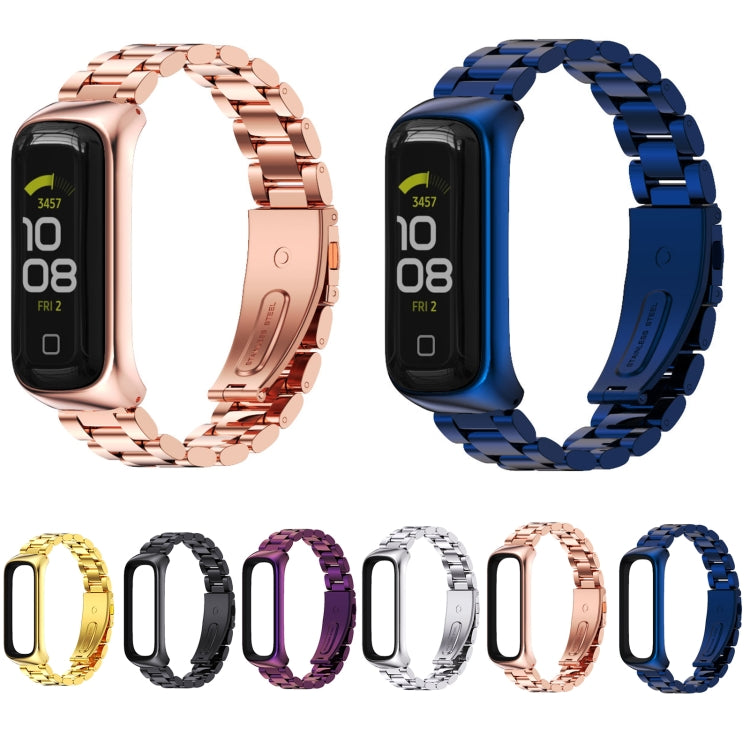 Three-bead metal watch bands in rose gold and blue, plus multiple other metallic colors