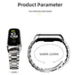 Silver three-bead watch band with metal links; strap size range 160–225mm and 16mm width