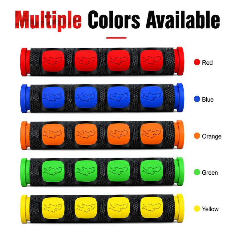 Multi-color motorcycle grip cover set with horn icons and end caps, 2-piece