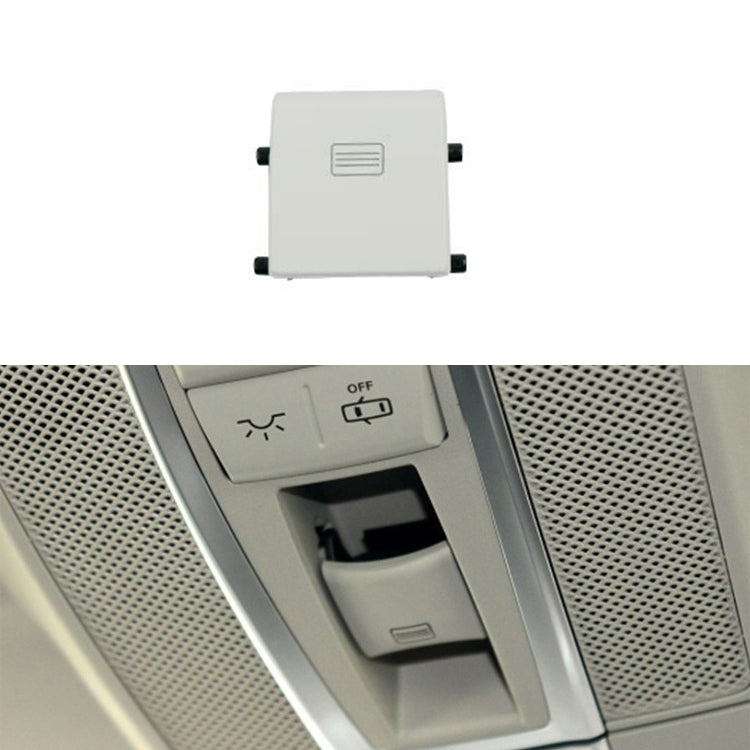 Porcelain white sunroof dome light switch button with vent-style icon and side mounting tabs