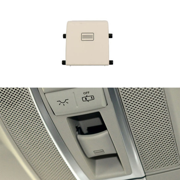 Cream beige sunroof dome light switch button with vent-style icon and side mounting tabs