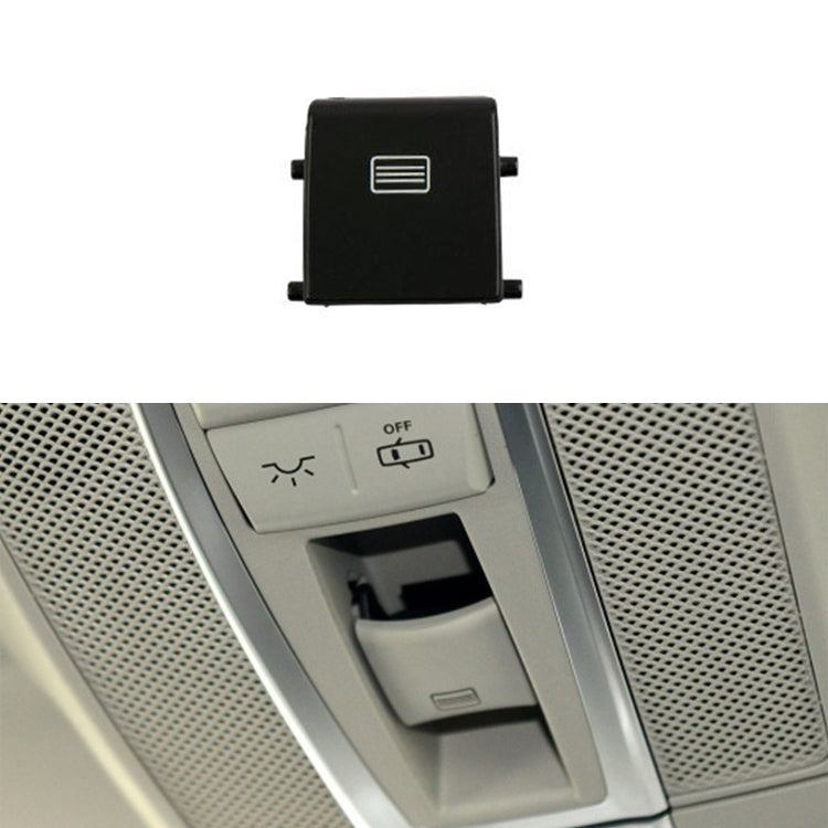 Black sunroof dome light switch button with vent-style icon and side mounting tabs