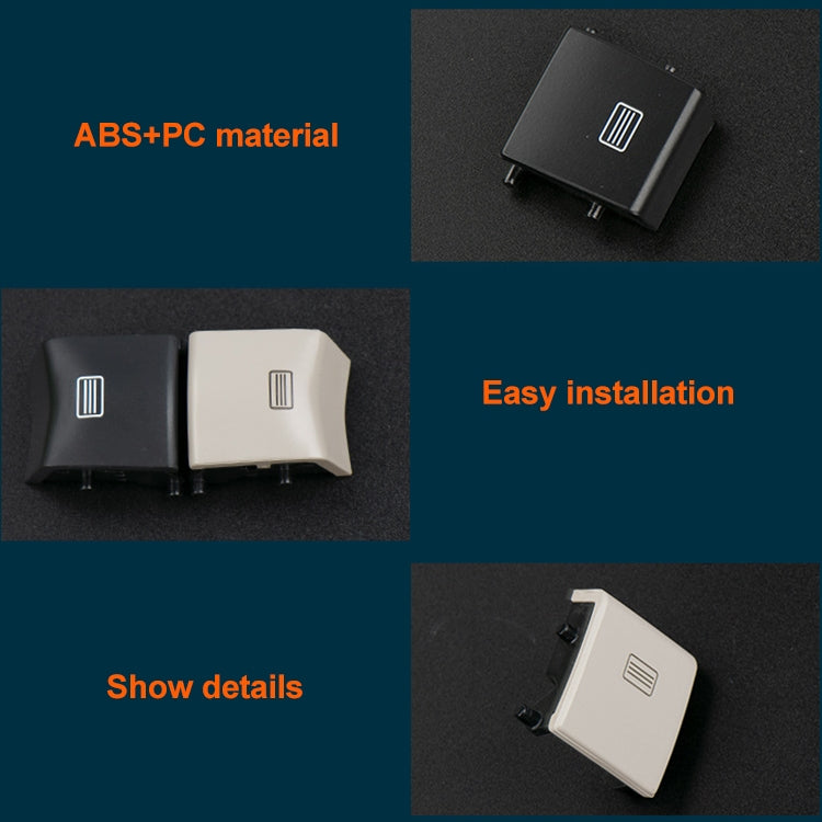Car dome light switch button, flat plastic look, black and beige pair with mounting tabs