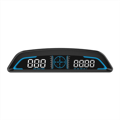 Car HUD head-up display unit with blue backlit speed/odometer-style readouts