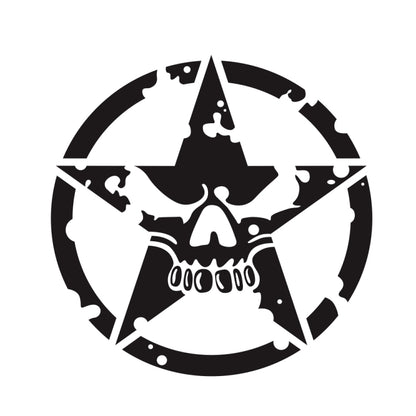 Star-and-skull car hood decorative decal sticker, black graphic