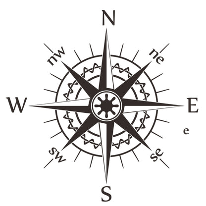 Compass pattern decorative car sticker, black star compass with cardinal letters