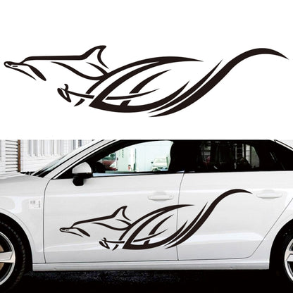 Black animal-flame car side vinyl decal with sweeping tribal lines