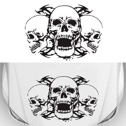 Black three-skull graphic decorative car sticker