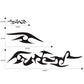 Flame pattern car sticker set size diagram, black tribal flames, 150cm x 60cm