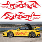 Flame pattern car sticker set with red tribal flames on a yellow sports car