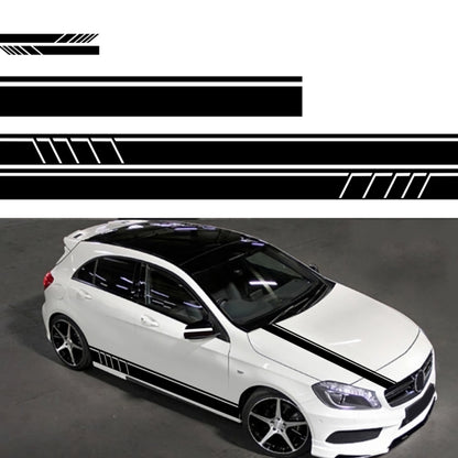 Decorative line pattern car stickers, black stripe set on car door and side skirt