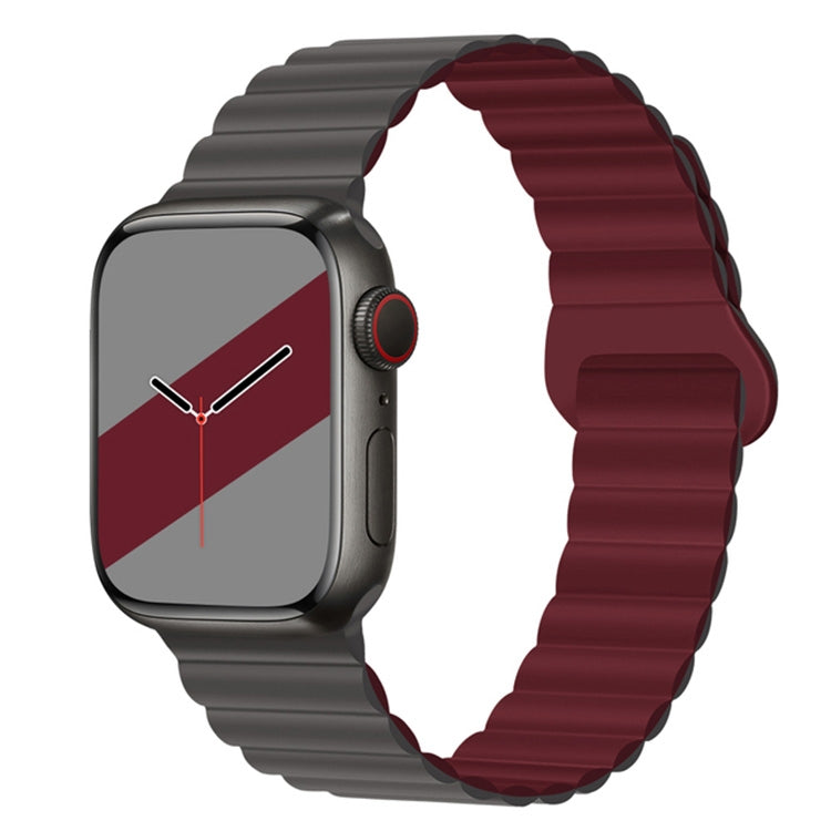 Reverse Buckle Magnetic Silicone Watch Band For Apple Watch Series, 7 45mm / 6&SE&5&4 44mm / 3&2&1 42mm, 7 41mm / 6&SE&5&4 40mm / 3&2&1 38mm