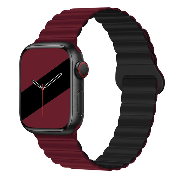 Reverse Buckle Magnetic Silicone Watch Band For Apple Watch Series, 7 45mm / 6&SE&5&4 44mm / 3&2&1 42mm, 7 41mm / 6&SE&5&4 40mm / 3&2&1 38mm