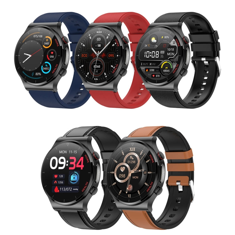 Smartwatch set with TPU straps in blue, red, and black, health display on screens.