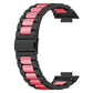 Three-bead metal watch band for Huawei Watch Fit 2, black with pink stripe-style links
