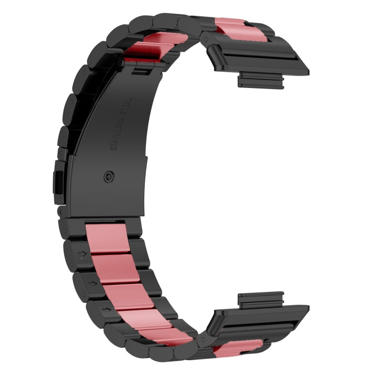 Three-bead metal watch band for Huawei Watch Fit 2, black and pink two-tone links