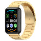 Three-bead stainless steel watch band, polished gold metal links