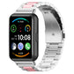 Three-bead stainless steel watch band, silver with pink center links