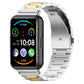 Three-bead stainless steel watch band, silver with gold accent links