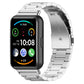 Three-bead metal watch band for Huawei Watch Fit 2, silver links with black bezel center
