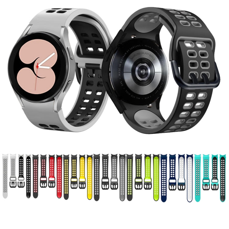 Silicone watch band with double-row holes, shown in multiple colors with connectors.