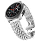 Five-bead stainless steel watch band with silver links and metal clasp