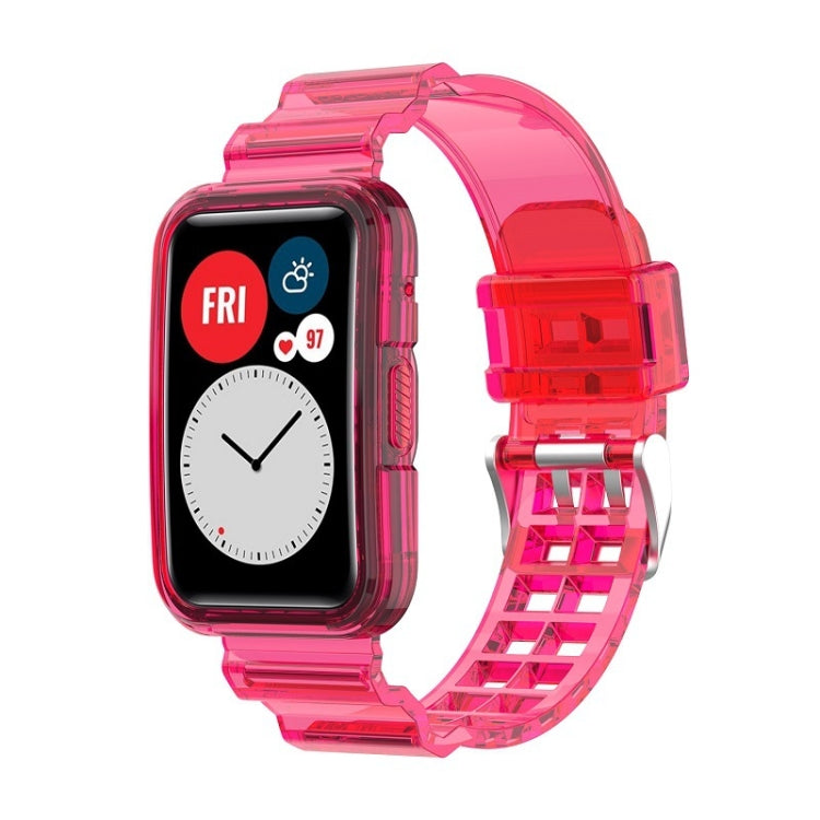 Integrated transparent silicone watch band, transparent rose pink, link-style strap