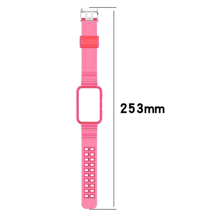 Integrated transparent silicone watch band, transparent pink strap with square connector