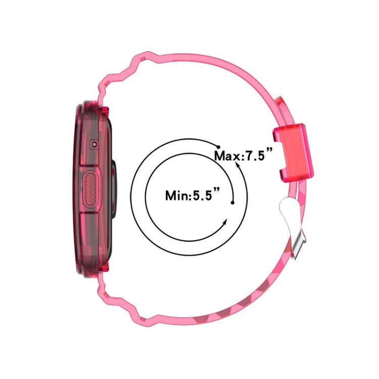 Integrated transparent silicone watch band, transparent pink, adjustable sizing illustration