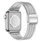 Silver stainless steel mesh watch band with rectangular clasp