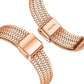 Rose gold stainless steel mesh watch band with rectangular clasp